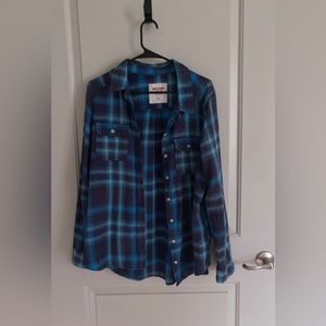 Mossimo Supply Co. Blue Plaid Button Down Size XL